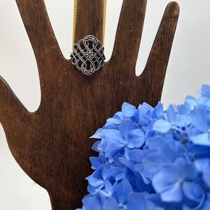 Vintage 925 Sterling Silver Marcasite Filigree Ring Size 9 Statement
